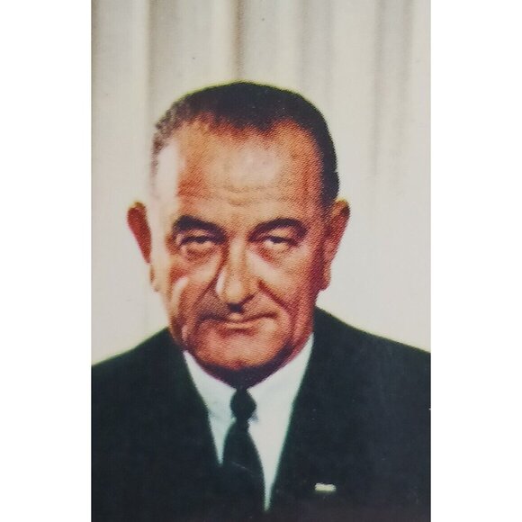 President Lyndon B Johnson 36th President USA Postcard Standing Oval Office Flag - Picture 2 of 4